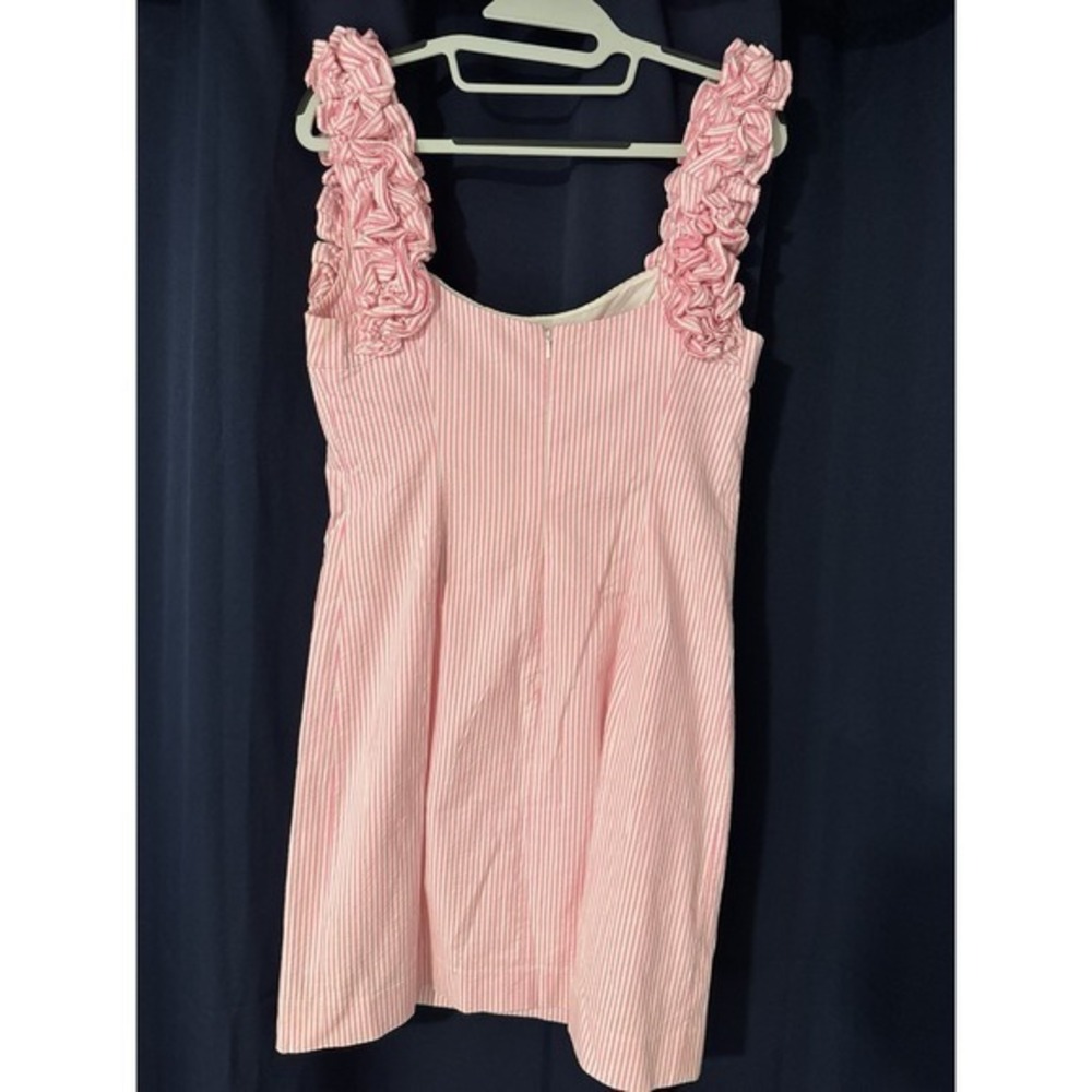 Lilly Pulitzer Mini Dress Size 6, Pink Seersucker Ruffle Straps - Picture 9 of 9